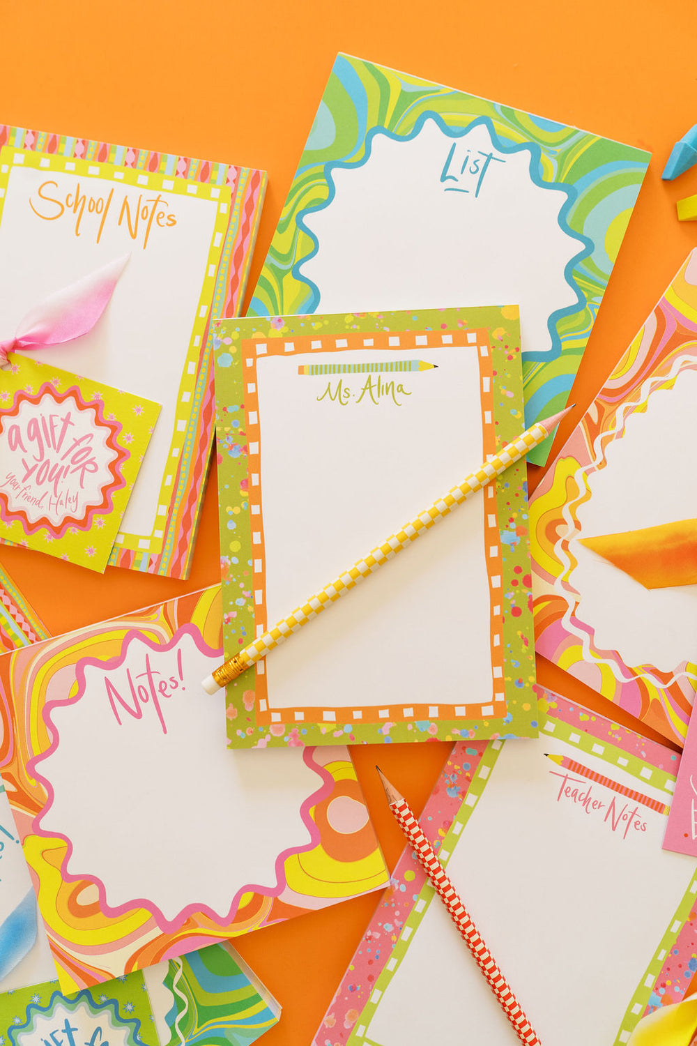 Back To School Marble Notepad in Green