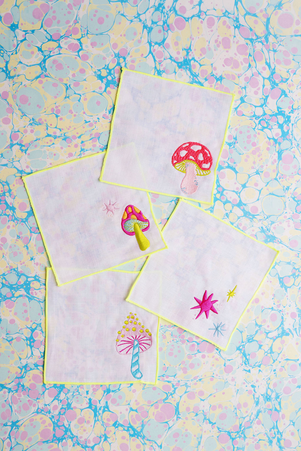 Bobinette x Fête Papier Magical Mushroom Embroidered Cocktail Napkins