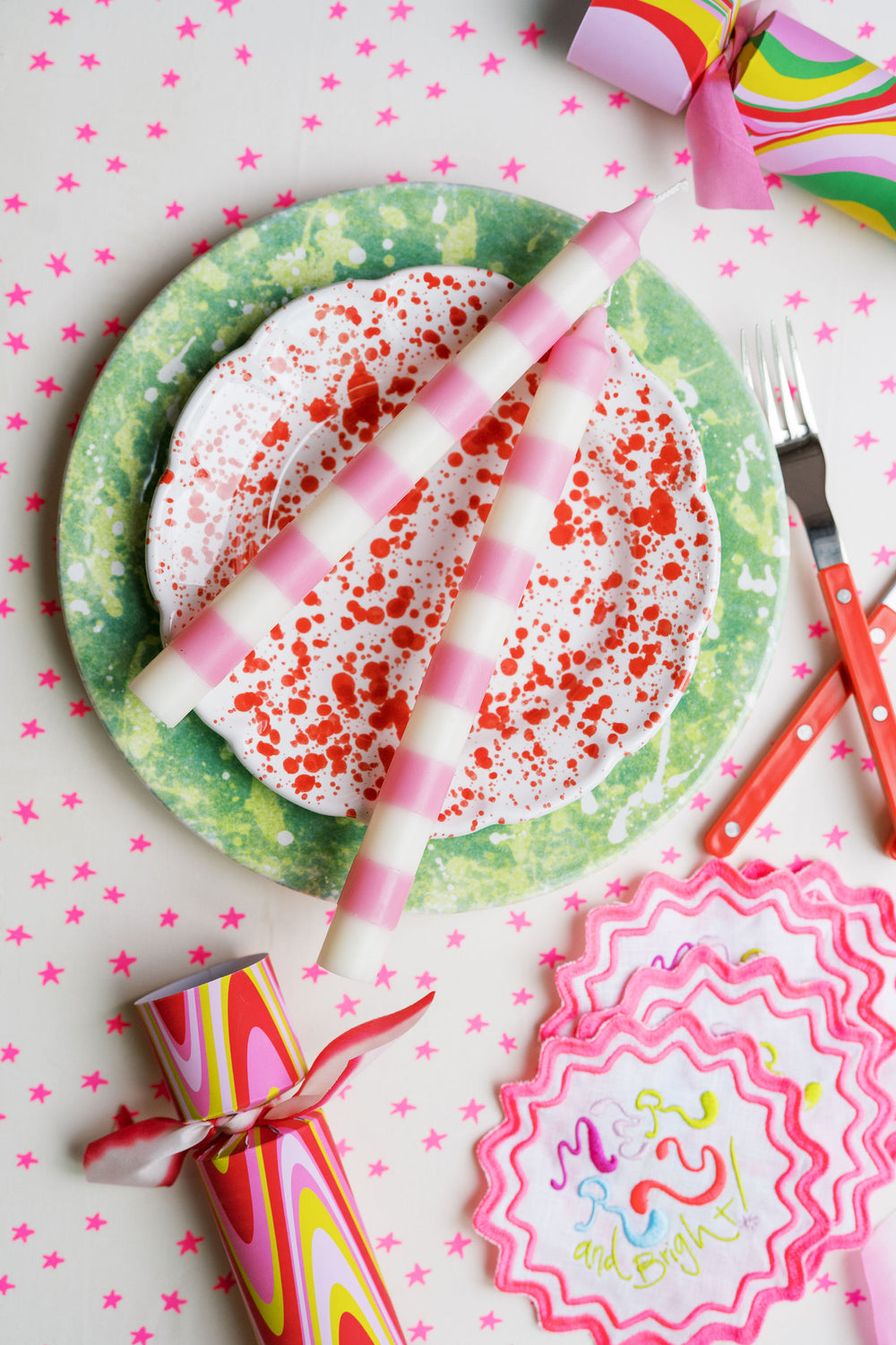 Bobinette x Fête Papier Retro Merry & Bright Embroidered Cocktail Napkins