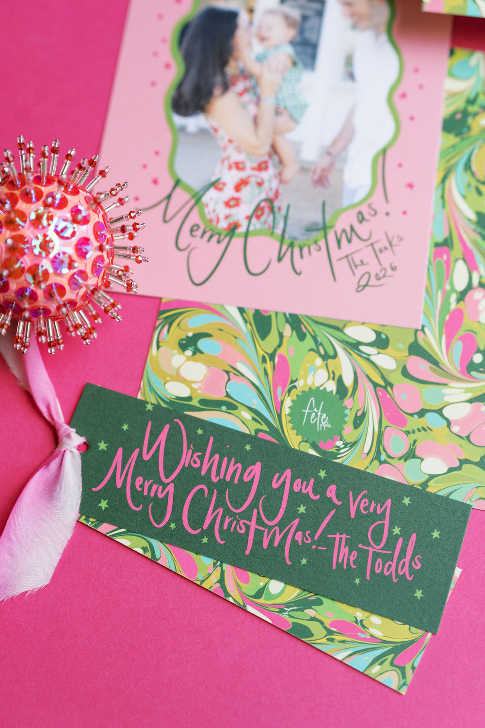 Evergreen Swirl Long Gift Tags in Green