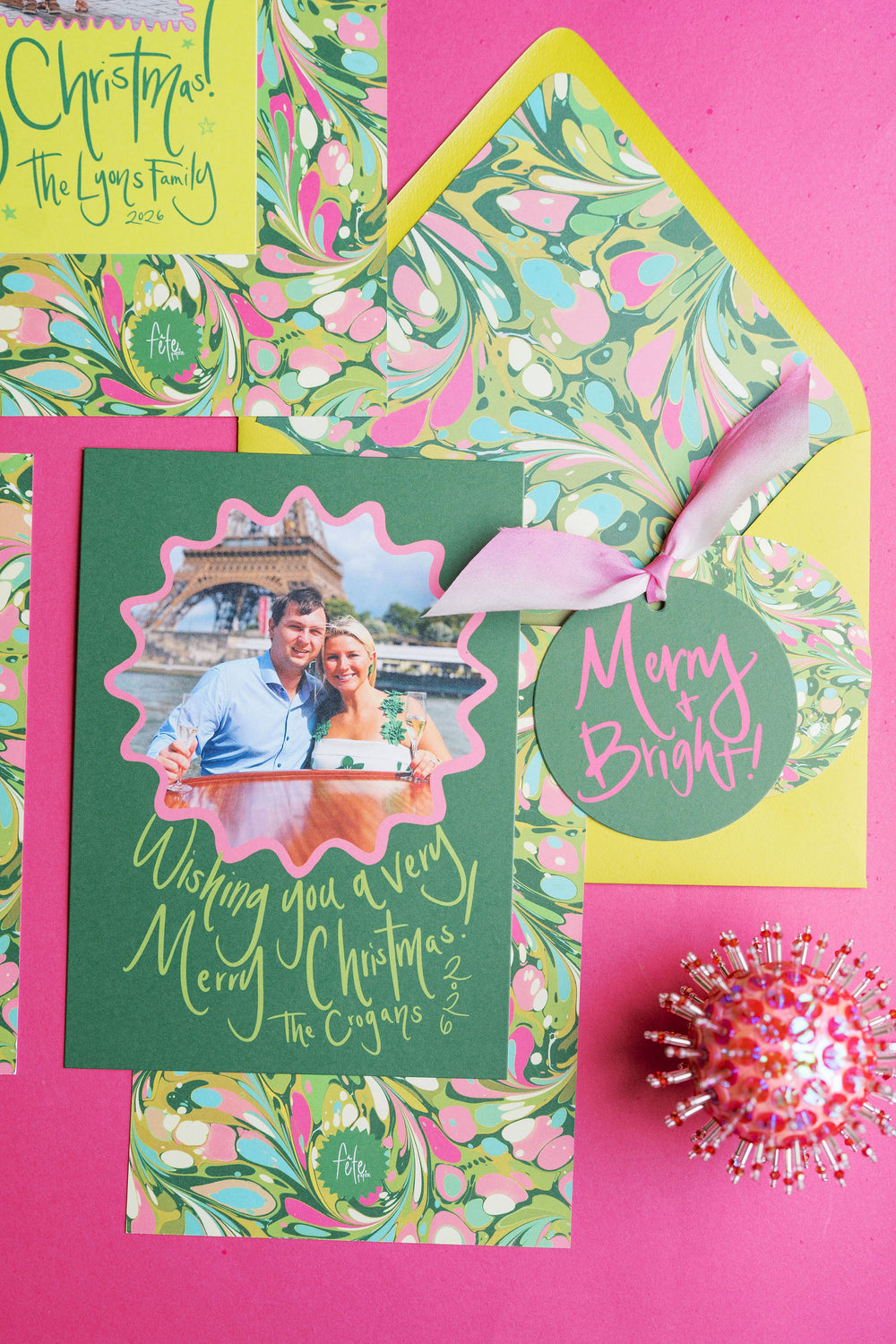 Evergreen Swirl Marbled Christmas Card in Hunter