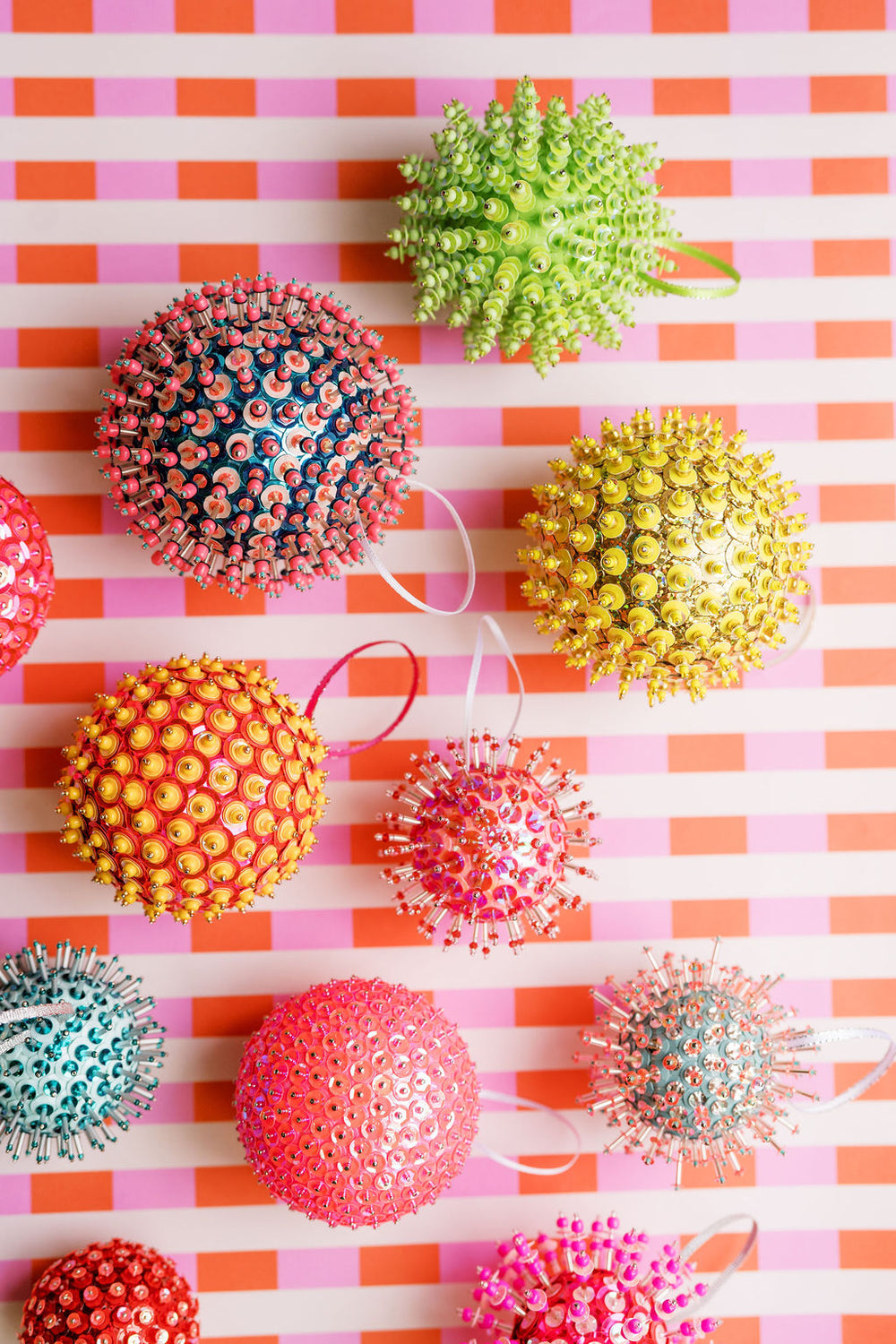 Sequin Bauble Ornament ~ Iridescent Pink