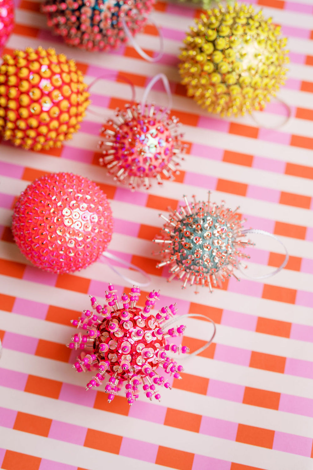 Sequin Bauble Ornament ~ Hot Magenta