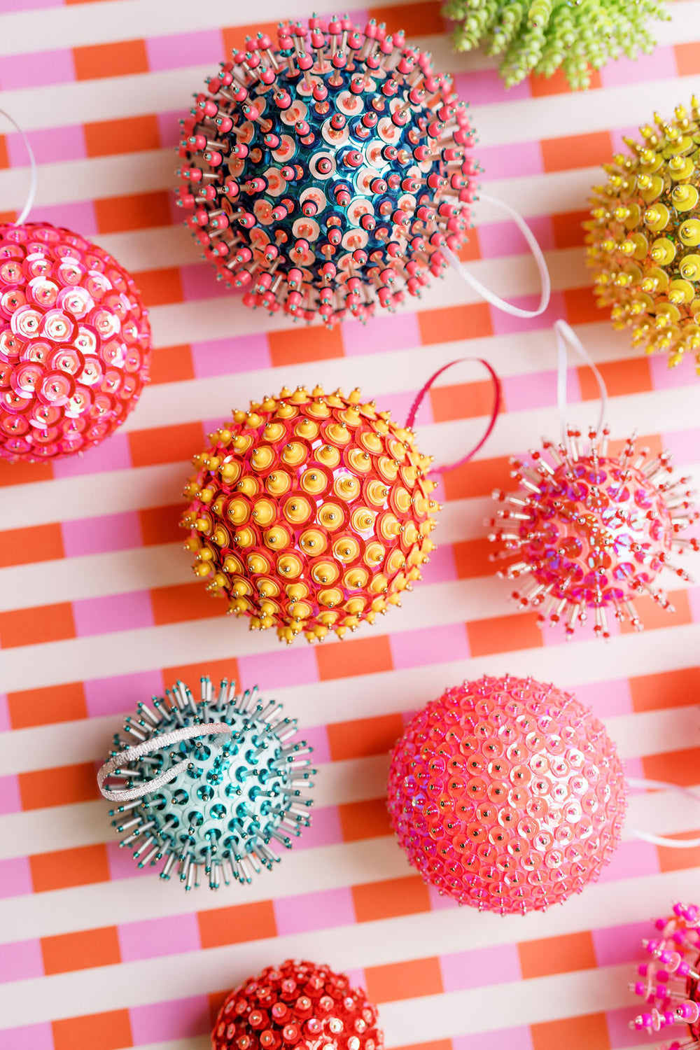 Sequin Bauble Ornament ~ Teal Burst