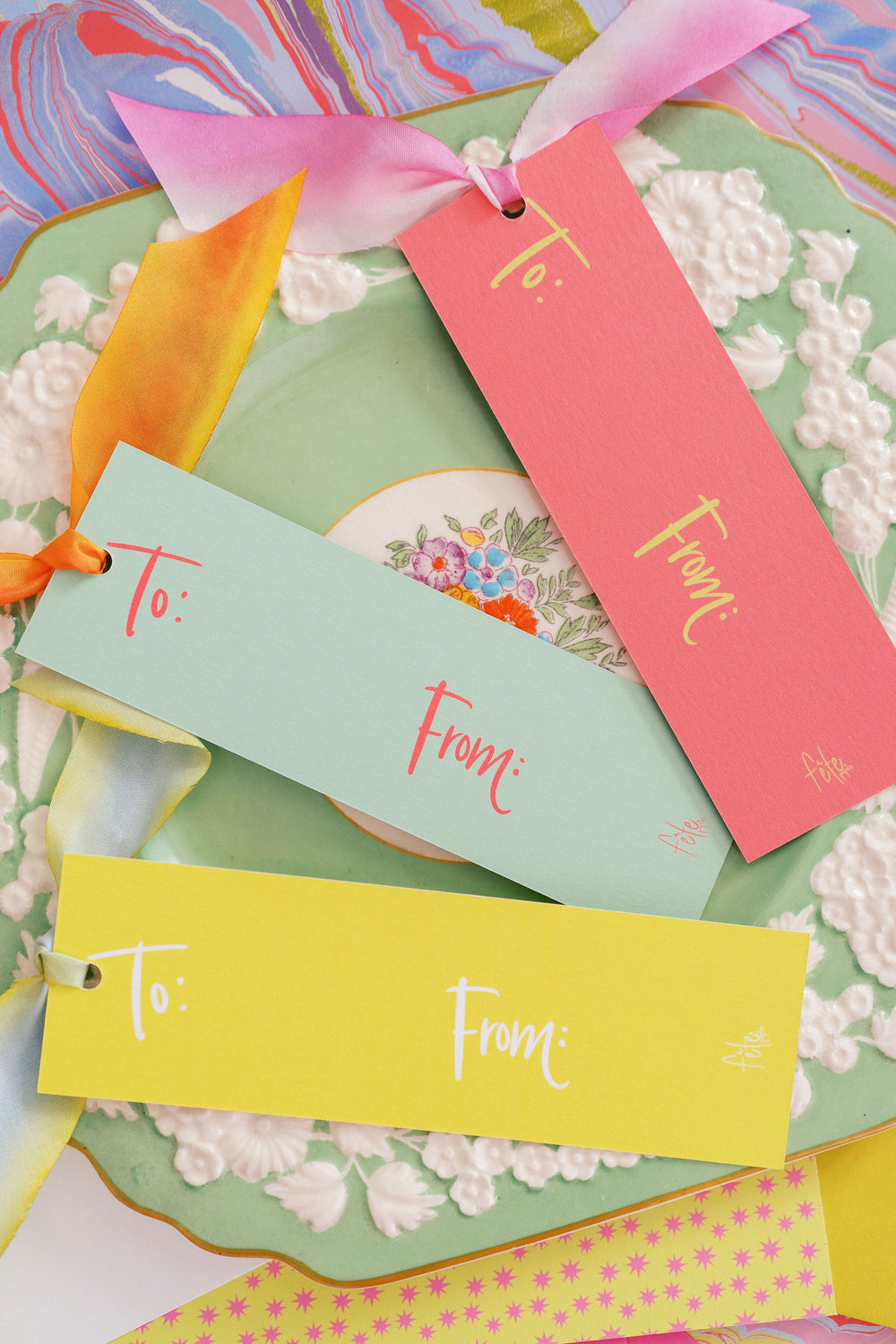 Nina Rosner for Fête Papier Butterfly Long Tags in Teal
