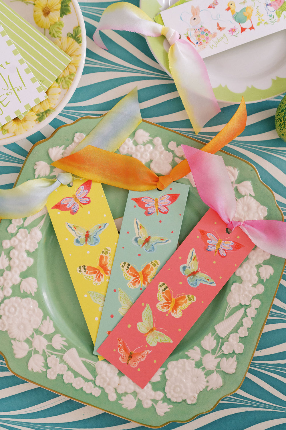 Nina Rosner for Fête Papier Butterfly Long Tags in Teal