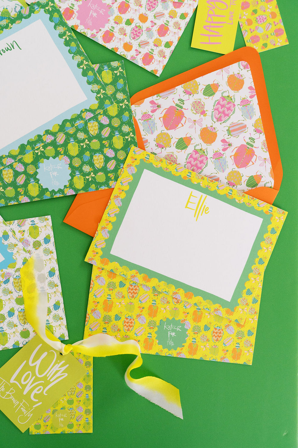 Busy Bugs Stationery in Yellow
