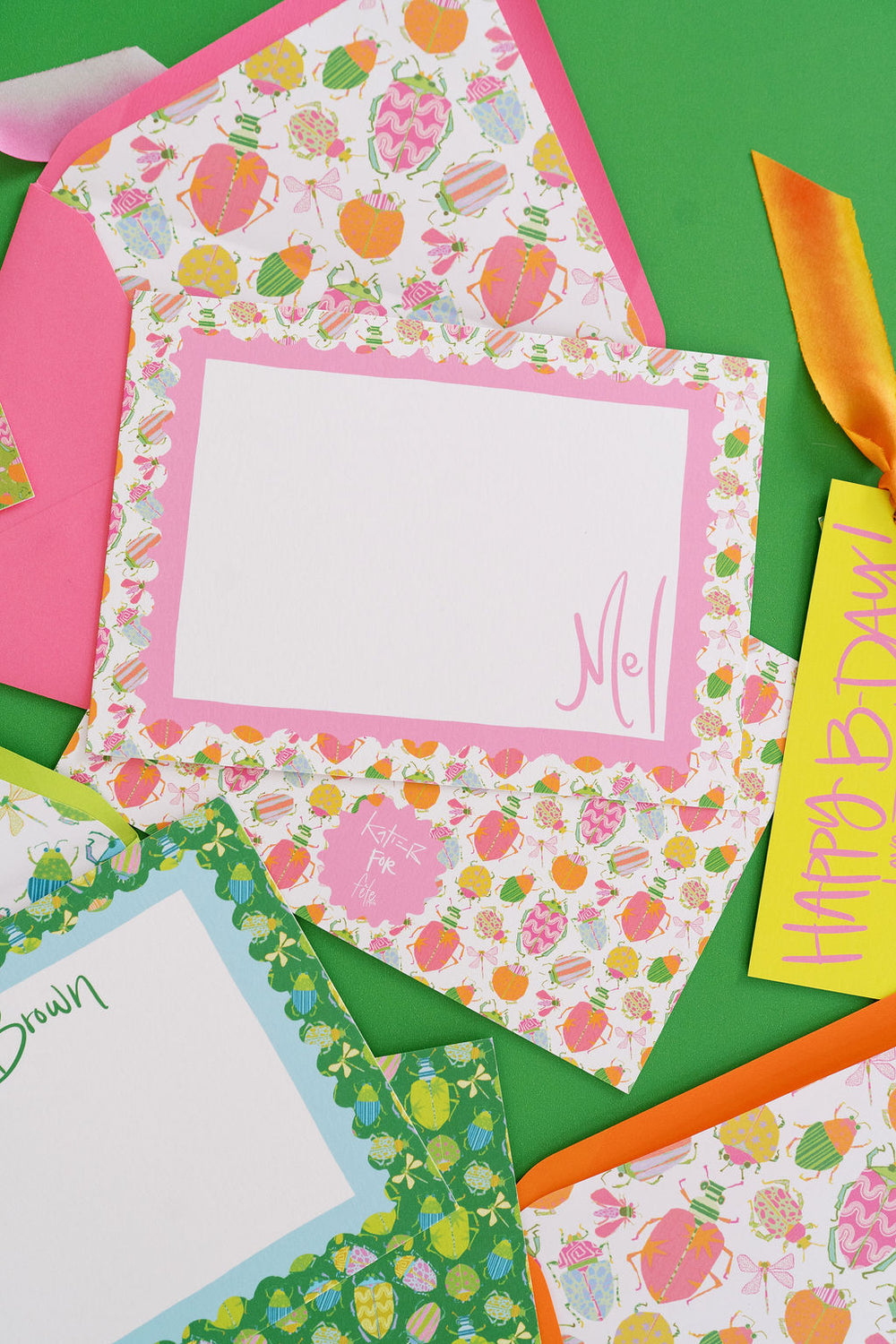 Busy Bugs Stationery in Pink