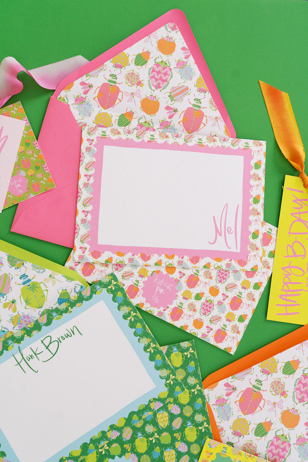 Busy Bugs Stationery in Pink
