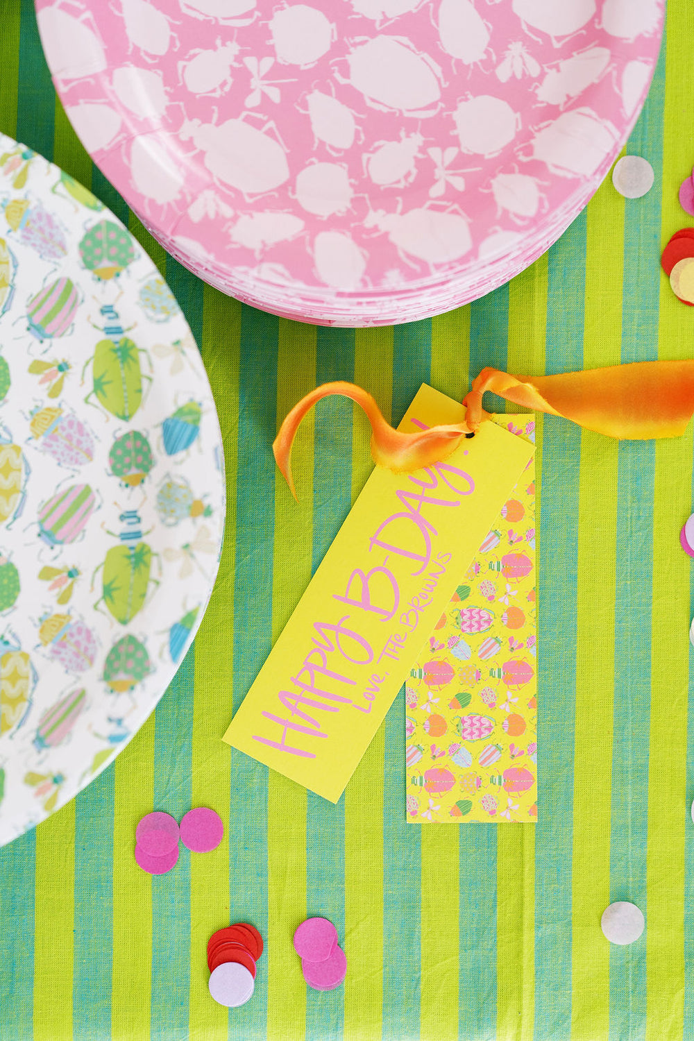 Busy Bugs Long Gift Tags in Yellow