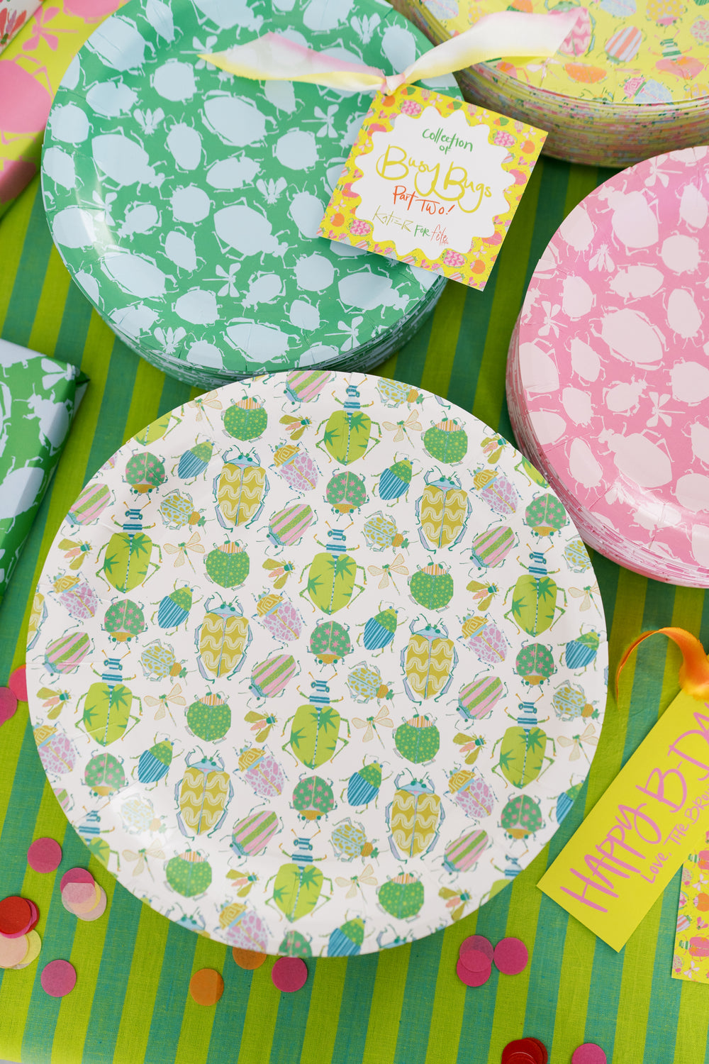 Busy Bugs Paper Plates 9" in Green
