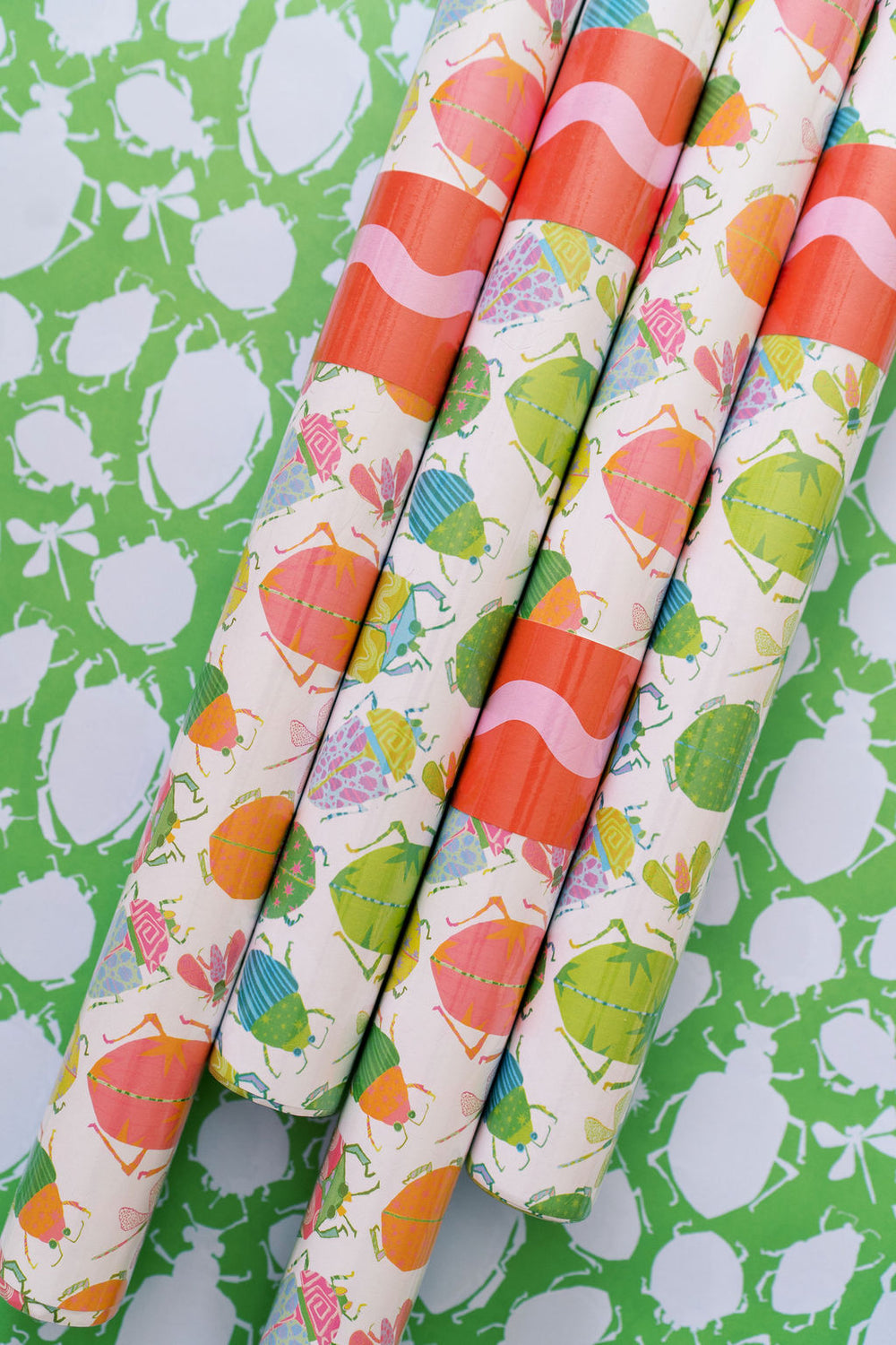 Busy Bugs Gift Wrapping in Green
