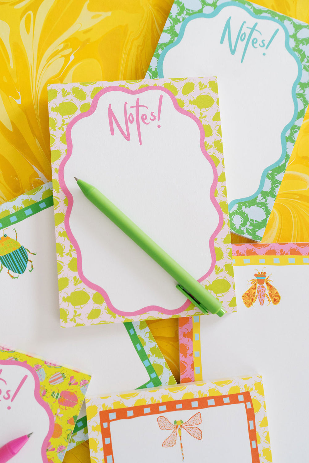 Sleek Busy Bugs Notepad in Pink