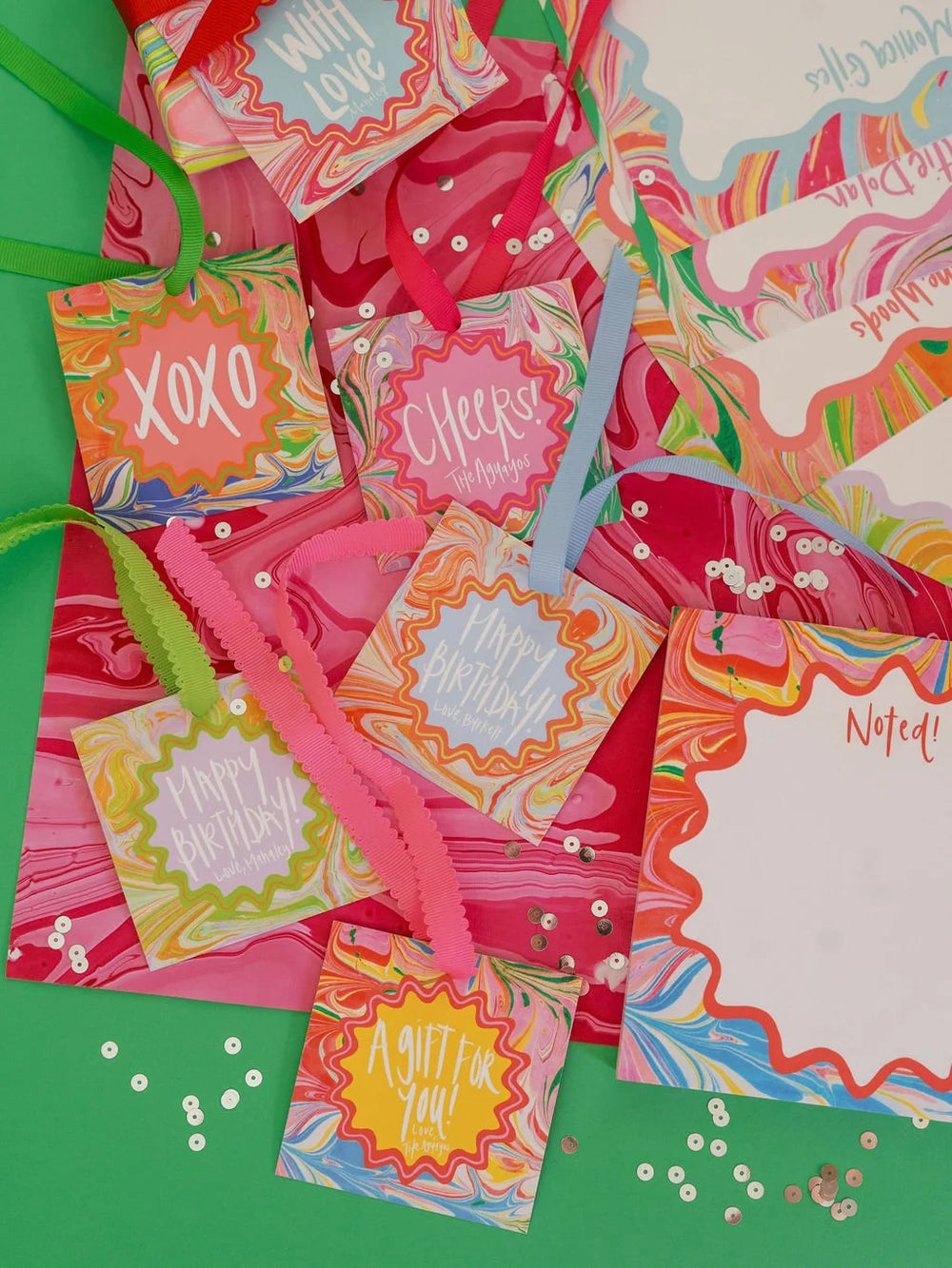 Marble Tags in Strawberry