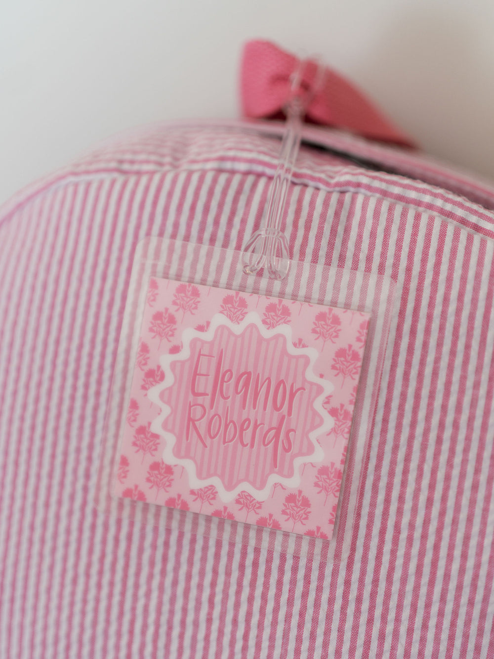Block Print Bag Tag in Pinks