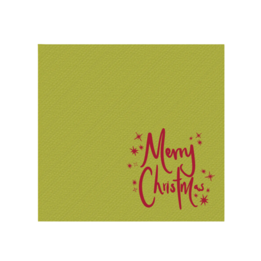 Olive Green Merry Christmas Cocktail Napkins