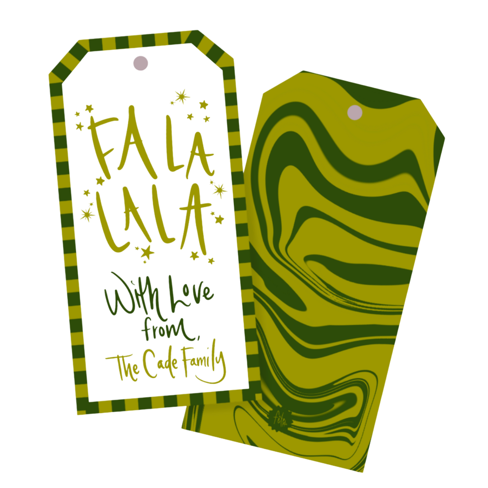 Green Marble Fa La La La Gift Tags