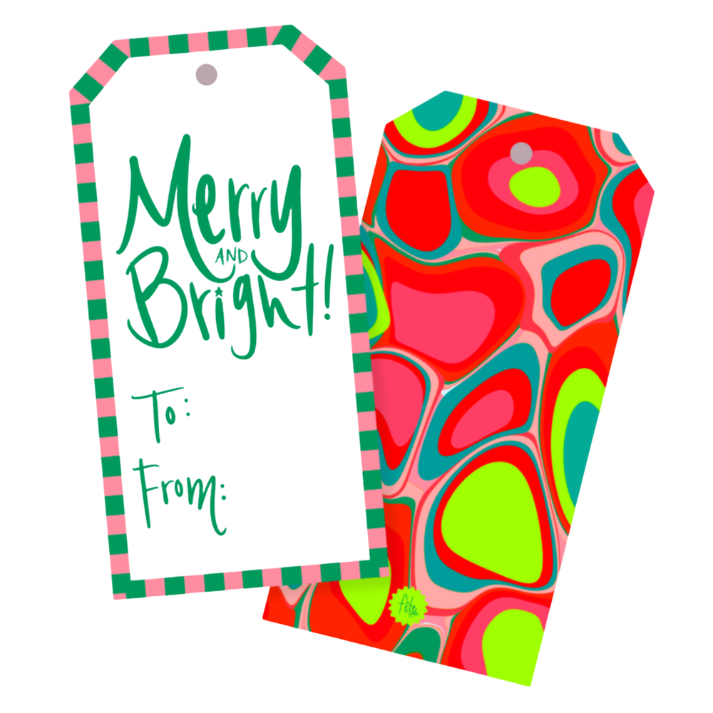 Holiday Marble Merry & Bright Gift Tags