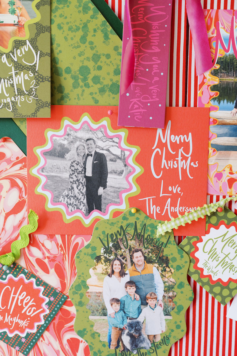 Simplistic Horizontal Star Dot Christmas Cards