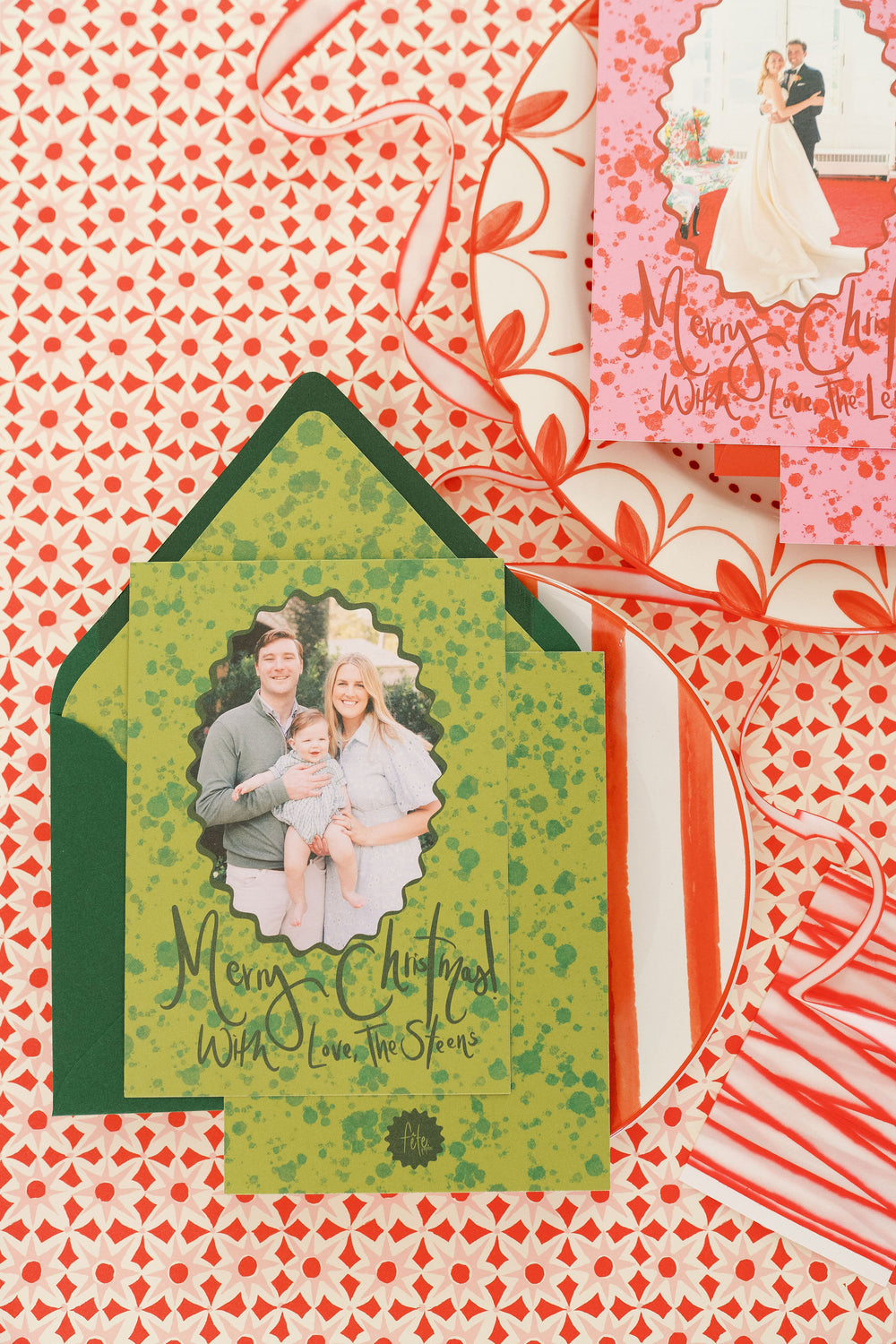Green Splatter Christmas Cards