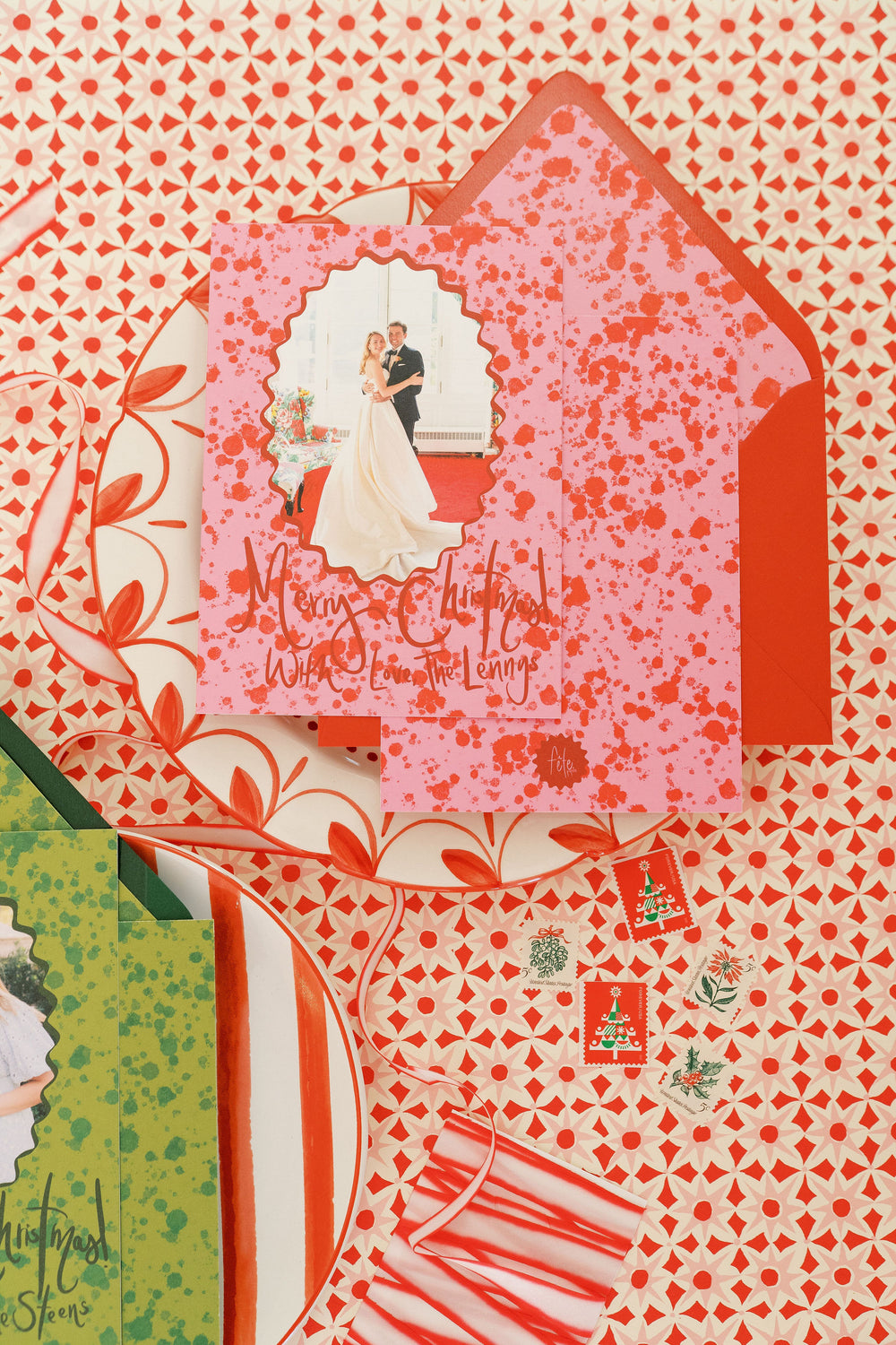 Pink Splatter Christmas Cards