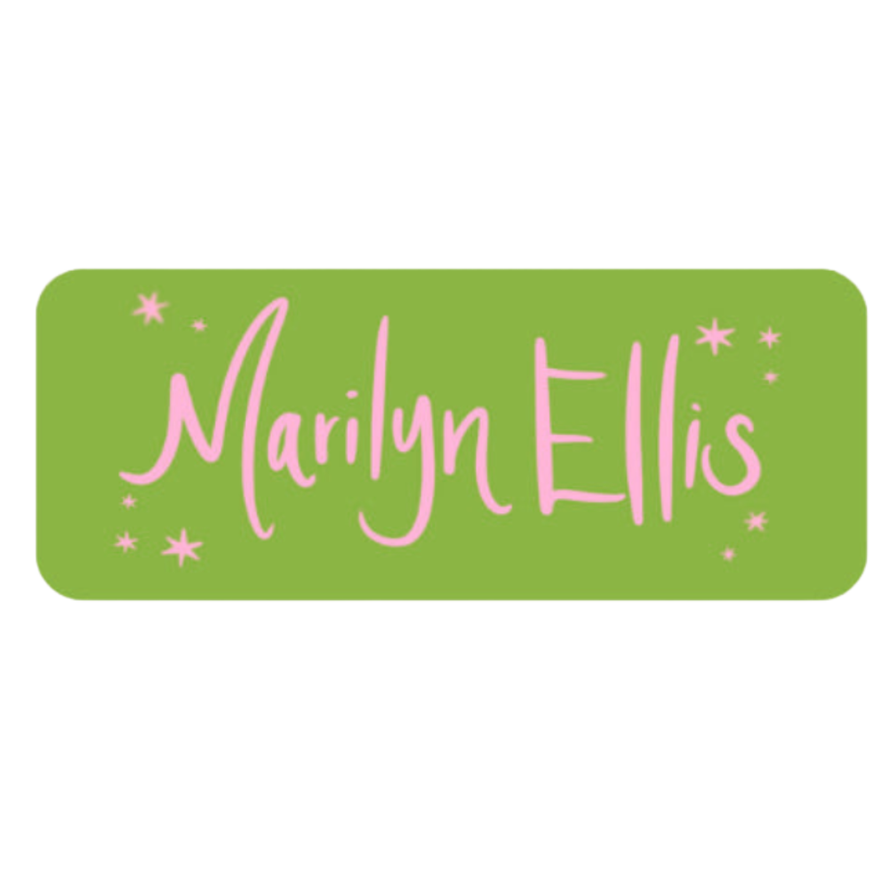Girl Back To School Vinyl Labels in Grass & Cotton Candy