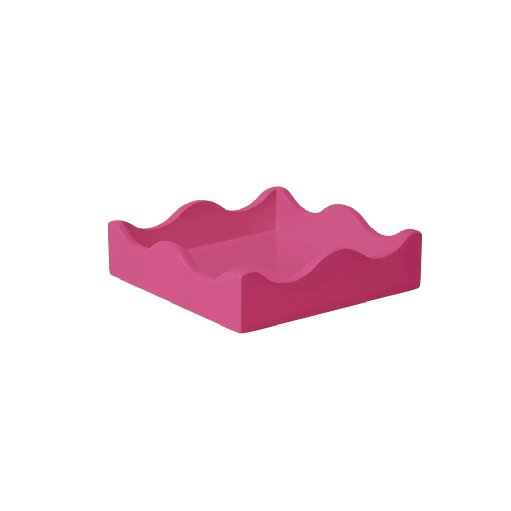 Lacquered Scalloped Trinket Tray in Rose