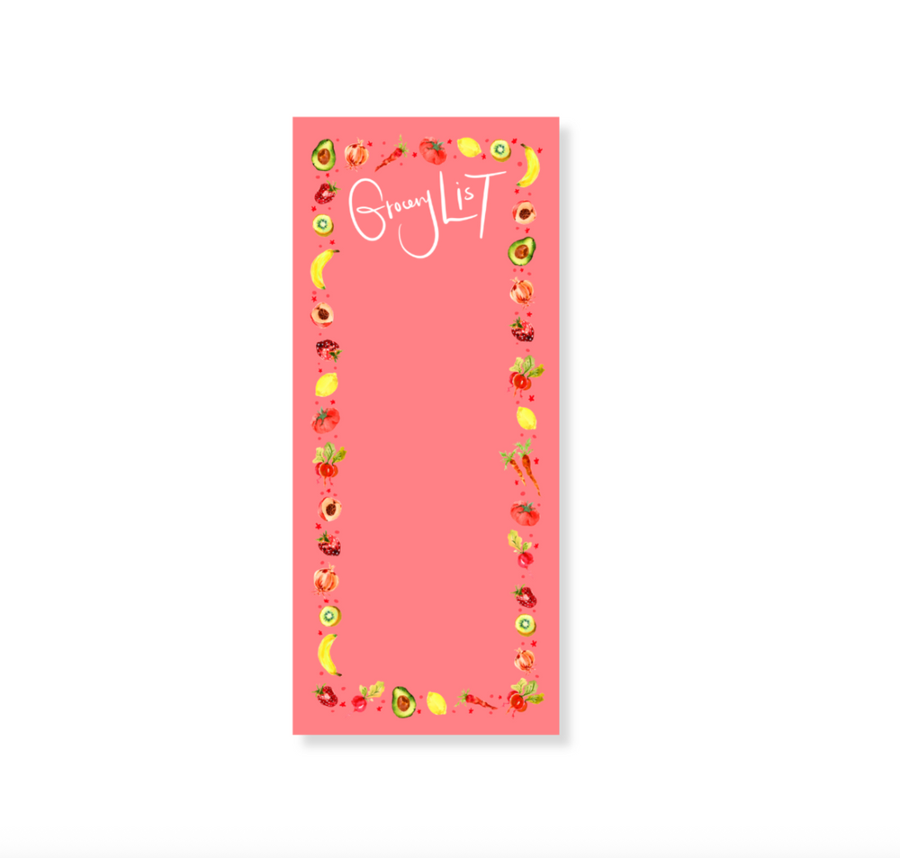 Nina Rosner for Fête Papier Fruits & Veggies Long Notepad in Rose