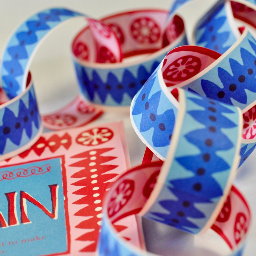 Red + Pink & Blue Paper Chain