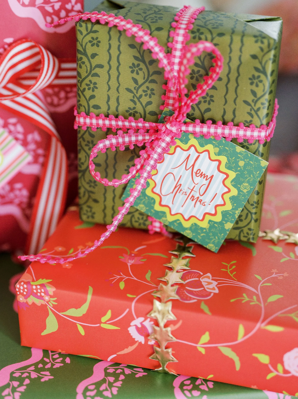 Green Floral Vine Gift Stickers