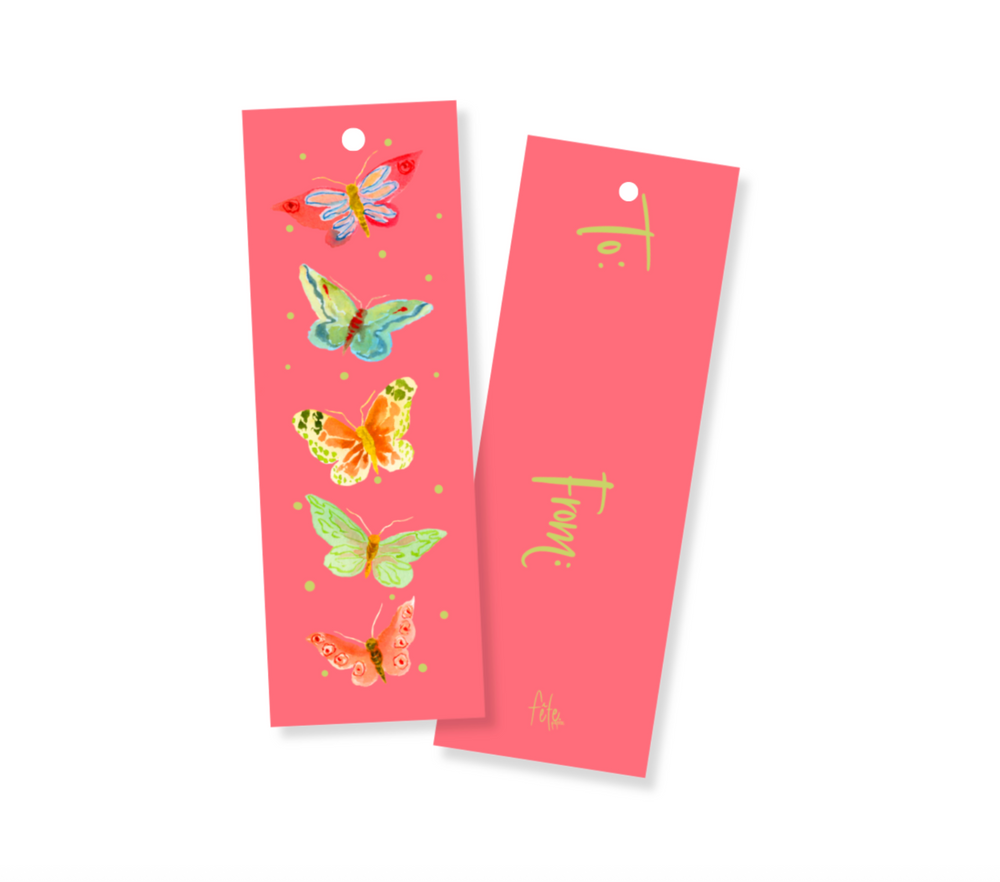 Nina Rosner for Fête Papier Butterfly Long Tags in Coral