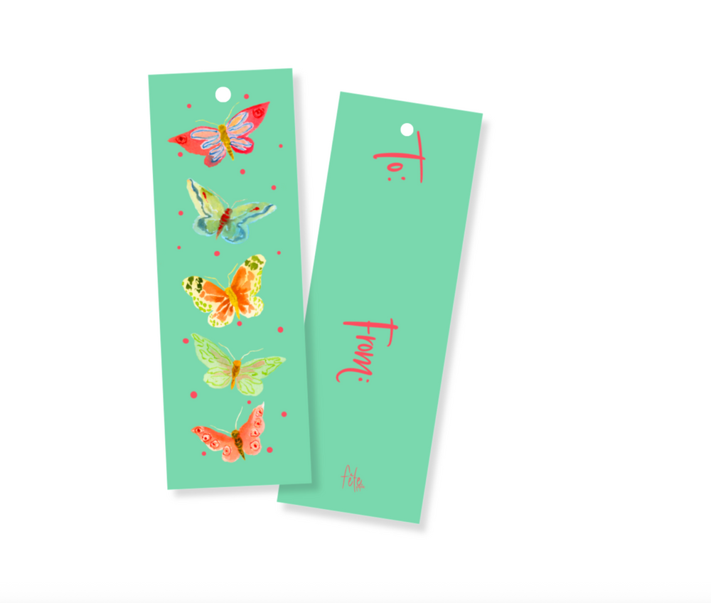 Nina Rosner for Fête Papier Butterfly Long Tags in Teal