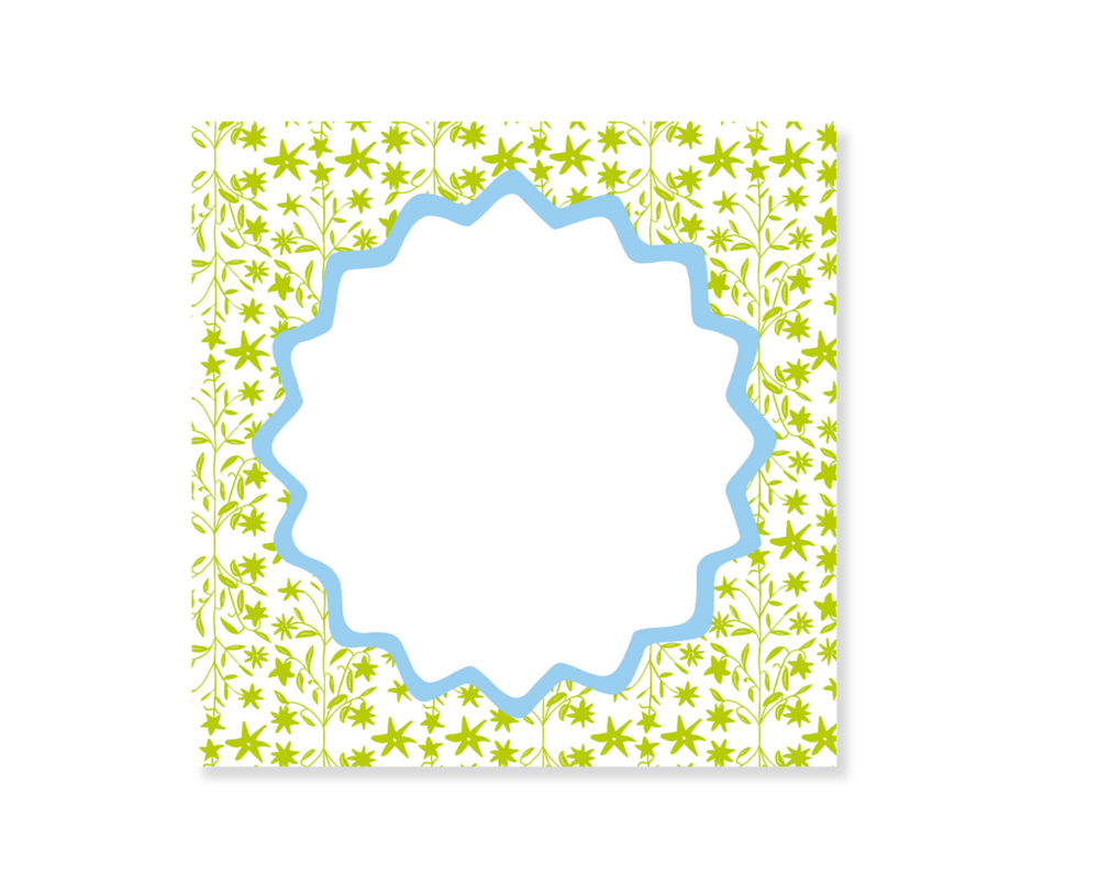 Garden of Fête Square Notepad in Green on White