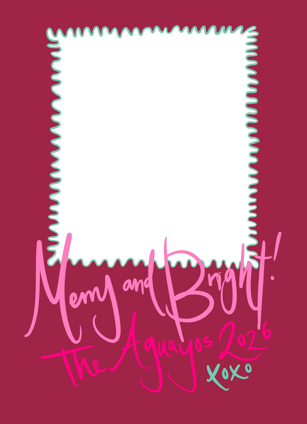 Holiday Breeze Marbled Christmas Card in Magenta