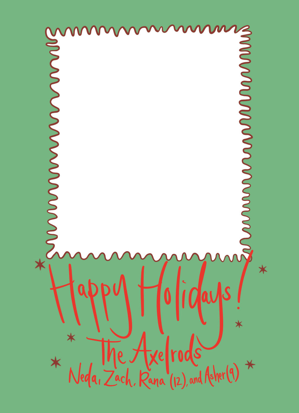 Peppermint Swirl Marbled Christmas Card in Green