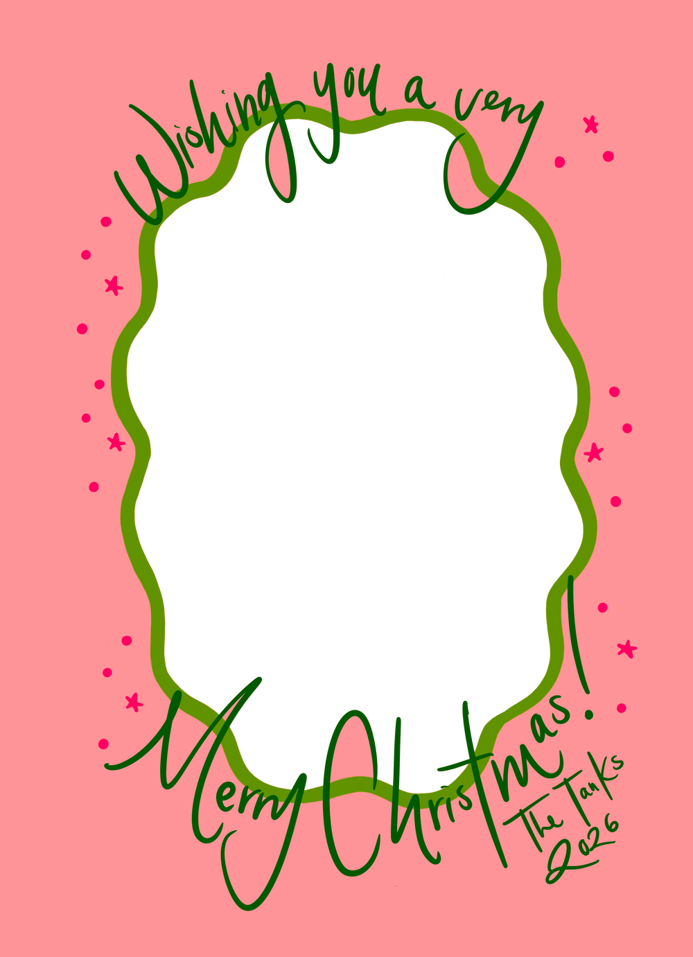 Evergreen Swirl Marbled Christmas Card in Pink