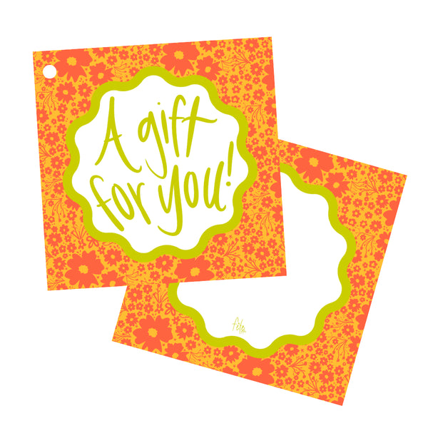 Ditsy Floral Gift Tags in Poppy