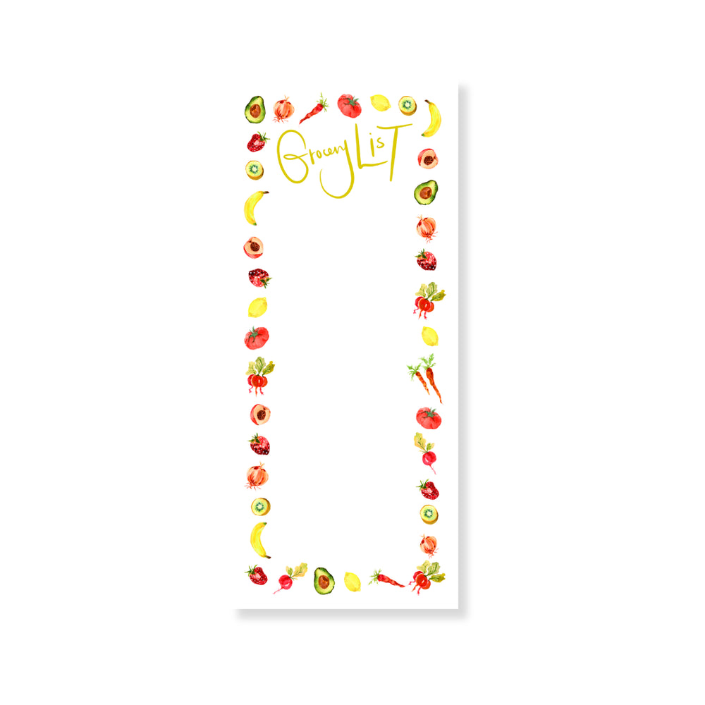 Nina Rosner for Fête Papier Fruits & Veggies Long Notepad in Classic