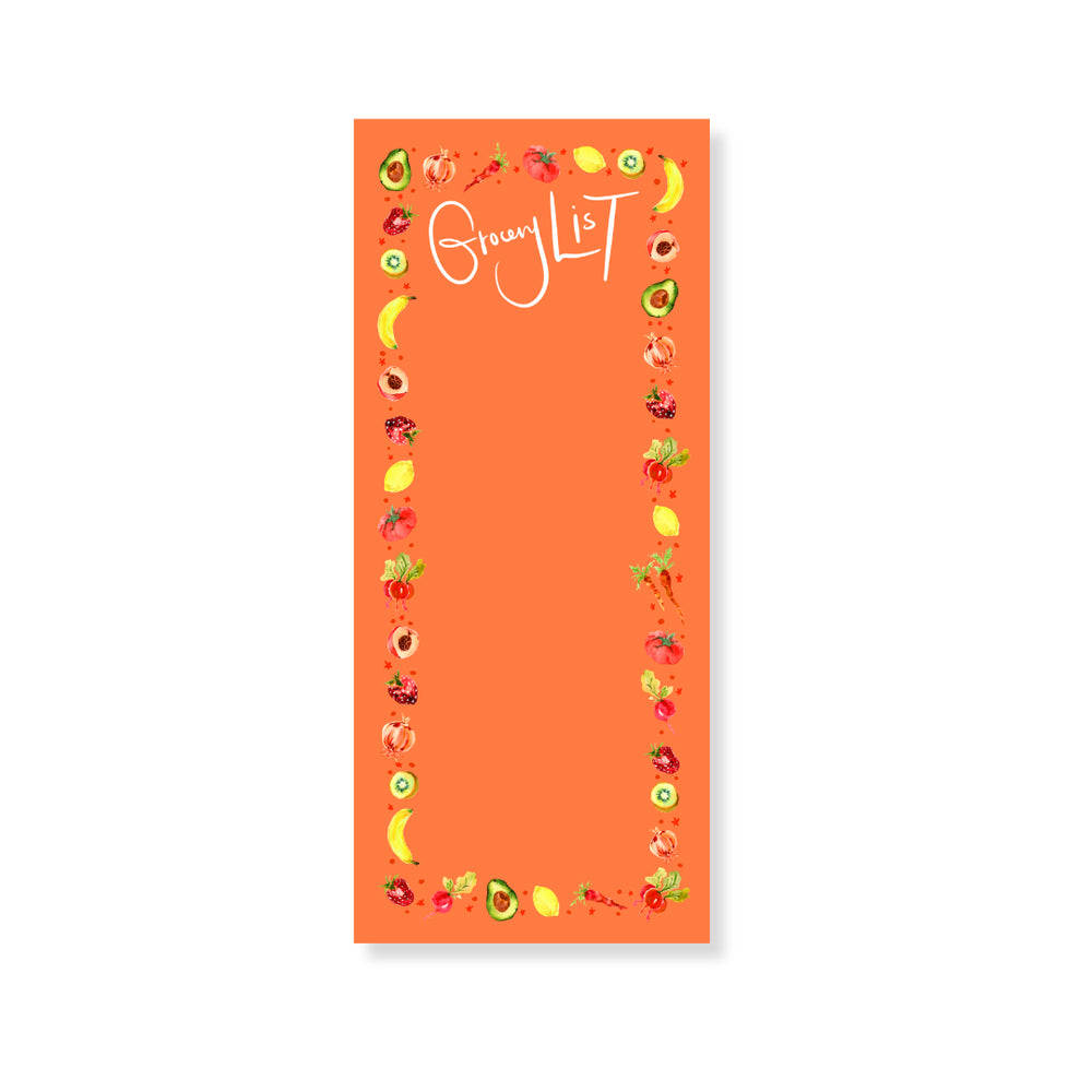 Nina Rosner for Fête Papier Fruits & Veggies Long Notepad in Orange