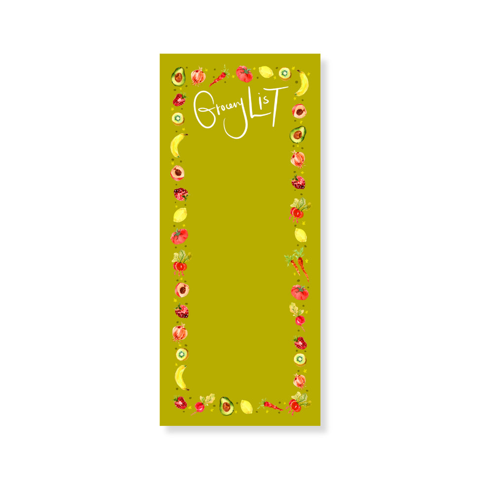 Nina Rosner for Fête Papier Fruits & Veggies Long Notepad in Grass